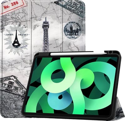 Hoes - Geschikt voor Apple iPad Air 4 (2020) - 10.9 inch - 4e Generatie - Dun & Stevig - Trifold Bookcase - Hard Cover Case - Met Uitsparing Geschikt voor Apple Pencil - Hardcover Book - Tablet Hoesje - Eiffeltoren