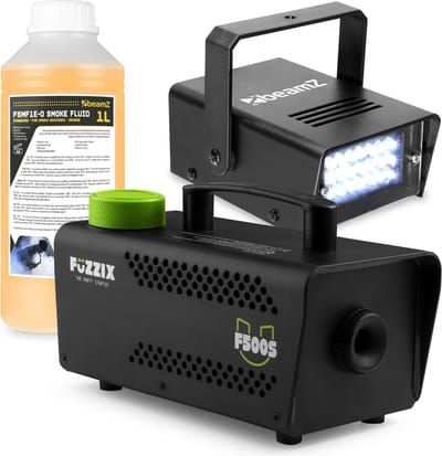 Rookmachine en stroboscoop - BeamZ LED stroboscoop + S500 rookmachine 500W met extra 250ml rookvloeistof (500ml totaal)