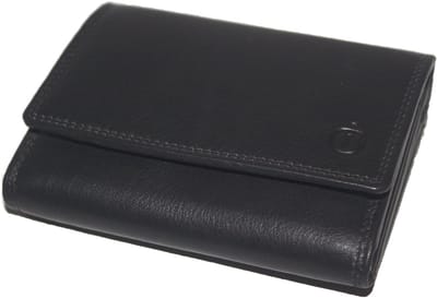 Oi zwarte leren dames portemonnee / compacte overslag beurs met ruimte voor foto's / overslagportemonnee met veel mogelijkheden en extra vakjes / RFID SAFE / zwart leer / 470