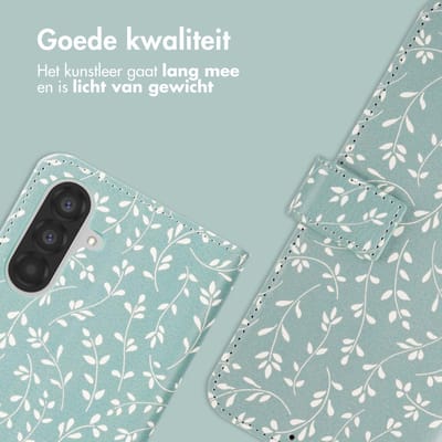 imoshion Hoesje - Geschikt voor Samsung Galaxy A26 - Design Bookcase smartphone - Smoke Green Flowers