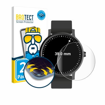 BROTECT - Screenprotector voor Horloges (Rond, ø: 39 mm) - Folie Beschermfolie transparant volledig dekking - 2 Stuks
