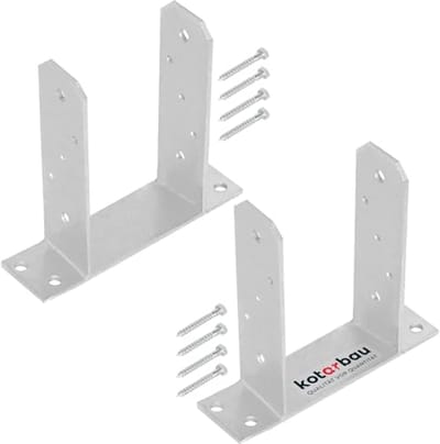 KOTARBAU® 2 stuks Paalhouder, Paalvoet, TT, Paaldrager, Verzinkt Staal, 120 mm, Zilver, Paalsteun, om te Schroeven, voor Houten Palen, voor Tuin