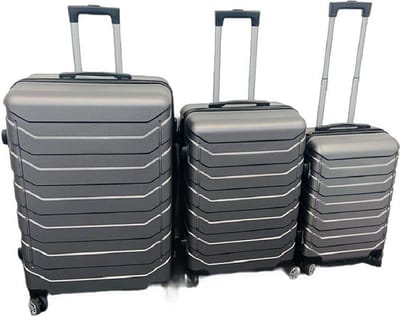 Nicomar Travelmaster 3 delige kofferset L, M, S Antraciet harde koffers met dubbele spinwielen Hardcase maat L: 74 x 49 x 30 cm, M: 64 x44 x 27 cm, S: 55 x 38 x 23 cm