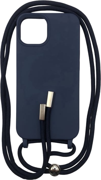 Siliconen Backcover hoesje met Koord (2.5mm dik)- Geschikt voor Appel iPhone 14 Pro Max - Beschermhoesje met zachte microvezelvoering - Blauw