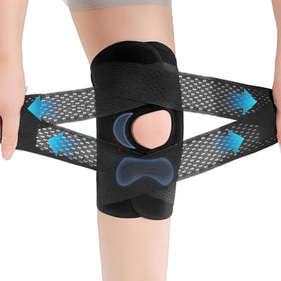 Kniebrace - Kniebeschermer Ondersteuning - Sportblessure Preventie - Verstelbare Banden - Universele Maat - Zwart