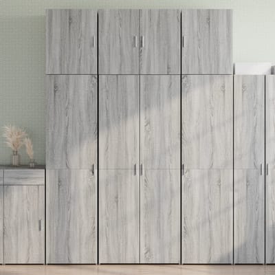 vidaXL - Hoge - kast - 80x42,5x249 - cm - bewerkt - hout - grijs - sonoma - eikenkleurig