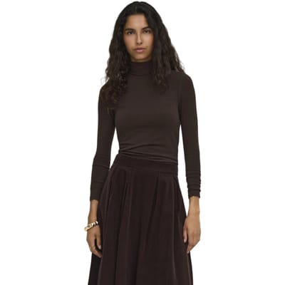 Only bruine dames top   Colkraag   Regular fit   Geen zakken   Lange mouw Bruin XS