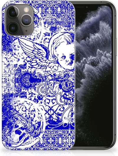 Silicone Back Case Apple iPhone 11 Pro Angel Skull Blauw