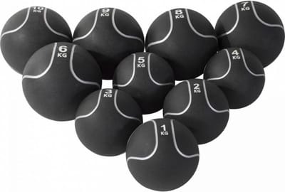 Gorilla Sports Medicineballen set - 55 kg - 1 t/m 10 kg - Zwart/zilver