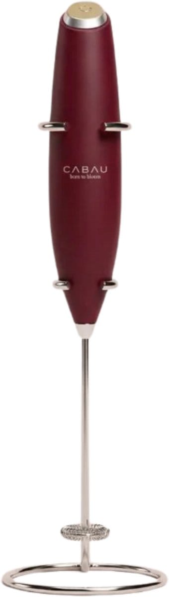 Cabau - Bloom Mixer – Draadloze Elektrische Mini Mixer voor Shakes & Supplementen – Cherry – Dubbele Whisk, Klontvrij Mixen zonder Shakebeker – Incl. Standaard