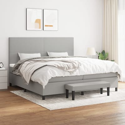 vidaXL - Boxspring - met - matras - stof - lichtgrijs - 200x200 - cm