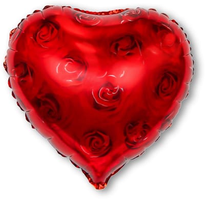 LUQ – Folieballon Hart Rozen – Wit-Rood – Luxe Romantische Valentijn Decoratie – Valentine Versiering – Helium Ready