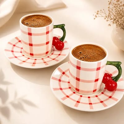 Amalfi Espresso & Turkse koffiekopjes set Cherry 90 cc kers 12-delig