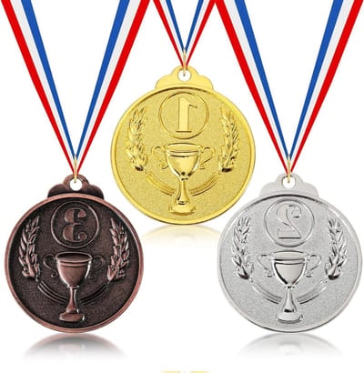 Awards Medailles voor Winnaars, Gouden, Zilveren en Bronzen Medailles met Lint voor Sportdagen en Feestjes