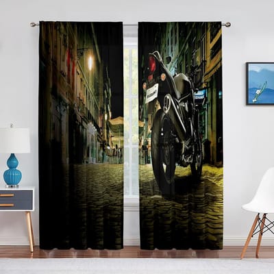 Crossmotor Motorrace gordijnen Motocross Rijder Gordijnen voor Jongens Mannen Slaapkamer Woonkamer Keuken Extreme Sporten Gordijn 2 stuks 100W130H(CM)40x51in&Grommet Top