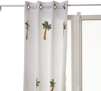 Atmosphera Kids Palmbomen Gordijn 140x260cm - Kant en klaar met ringen - Gordijn raambekleding - Wit