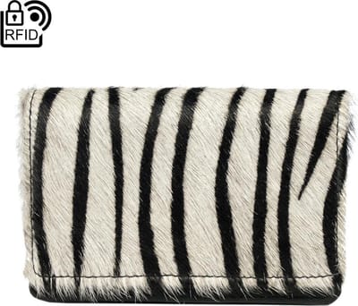 Leren Portemonnee Dames Echt Leer Met Dierenprint – Klein Model - Dames Portemonnee Zwart Anti-Skim