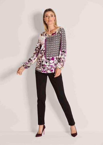 MADELEINE Blouse Blouse met bloemenprint en randdessin