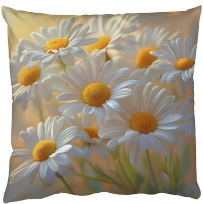 Sierkussens - Kussentjes Woonkamer - 50x50 cm - Madeliefjes - Wit - Zonlicht
