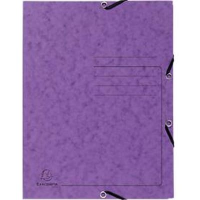 Exacompta map, DIN A4, met elastiek, 3 kleppen, te labelen, Colorspan karton, 355 g/m², paars