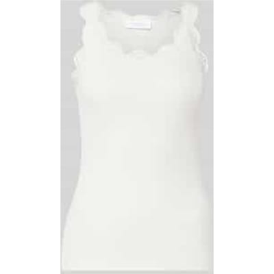 Slim fit top met kant van pure katoen