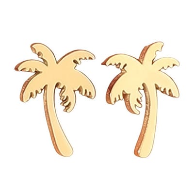 Marama - oorknopjes Palmtrees Gold - RVS - gold plating - nikkelvrij - kleine oorbellen - dames - meisjes