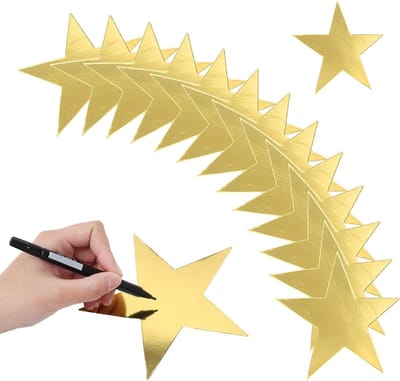 Gouden Sterren van Papier 15cm - 48 Plakbare Sterren voor Wand, Raam, Feest, Bruiloft en Kerstdecoraties DIY