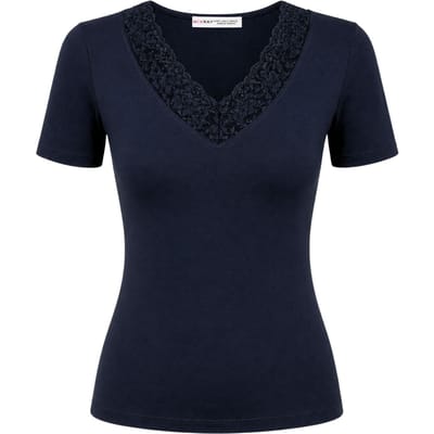 Kanten V-hals Slim Fit Blouse