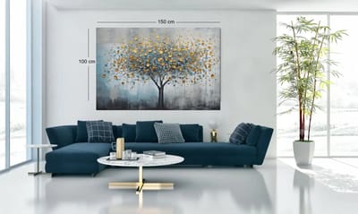Canvas Schilderij - Levensboom met Goud - Kunst - 60x40x2 cm