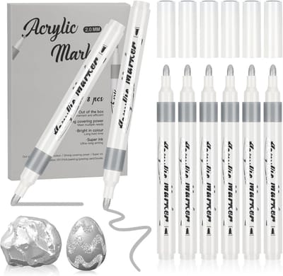 Zilveren Verfpennen - 8 Stuks Acrylmarkers voor Kunst en Ambachten