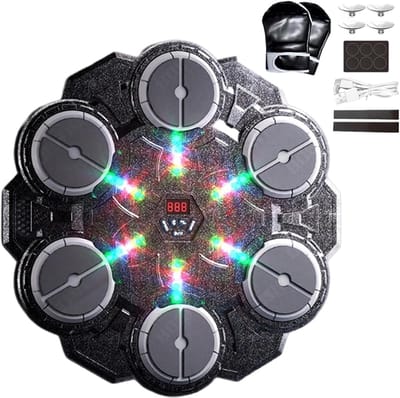 Muziek Boksen - Interactieve Muur Trainer - Fitness Verbeteren - 9 Snelheidsmodi - 36.5 cm Hoogte - Zwart