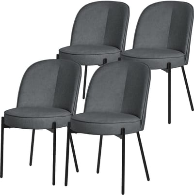 Eetkamerstoelen set van 4 antraciet met rugleuning, gestoffeerde stoelen voor eetkamer & keuken ML-Design