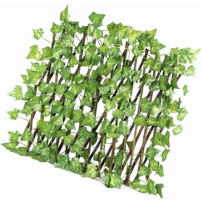 Simulatiehek Hek Telescopisch Hek Nepbloemen Groene Bladeren Buiten Tuinhek Muur Leuning Decoratieve Bladeren TYPE 3 beige
