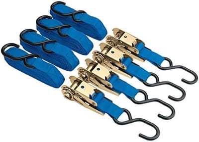 Ratelspanbanden Set - Spanbanden Ratel - Lading Zekeren - Polyester Singels J-haken - 25mm x 4.5m - Blauw