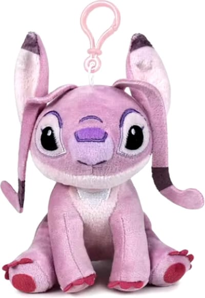 Angel Zittend Bagclip (Sleutelhanger) - Disney Lilo en Stitch Pluche Knuffel 15 cm - Disney Lilo en Stitch Pluche Knuffel 15 cm - Speelgoed voor kinderen jongens meisjes - Accessoire voor school rugzak rugtas - Knuffel met haakje - Plush Toy