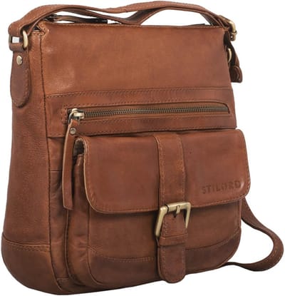 Vintage Schoudertas Dames Leren Klein met Tabletzak voor 9,7 inch