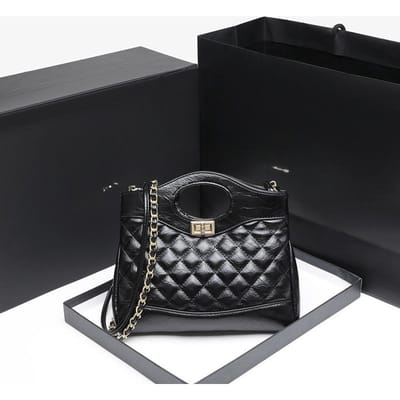 Stijlvolle Diamantruit Kettingtas Hand Crossbody Tas Pendelaar Alles-in-één Schoudertas Dames Tas black