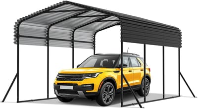 Extra grote metalen carport, tent, garage, robuuste autoberging, buitengarage, bootopslag, garage, tent, opbergtent, kampeertent - 10x15FT - 450×300×250cm