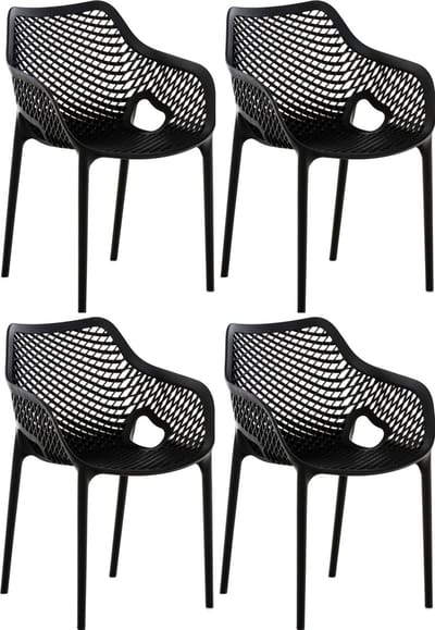 CLP Air XL Set van 4 Stapelstoelen - zwart