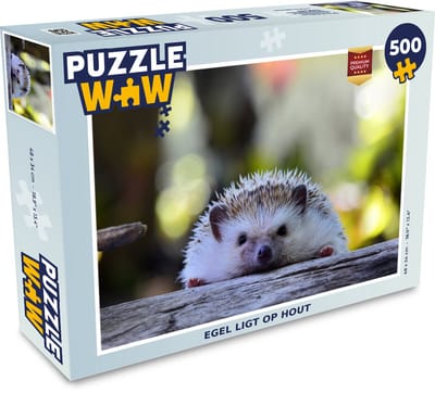 Puzzel Egel ligt op hout - Legpuzzel - Puzzel 500 stukjes