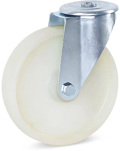 Nylon zwenkwiel met centraal gat - 200mm - 400kg