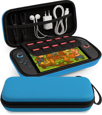 Hoes Geschikt voor Nintendo Switch 2 Case Hoesje Met Koord - Bescherm Hoes Geschikt voor Nintendo Switch 2 Hoes Hard Cover - Blauw
