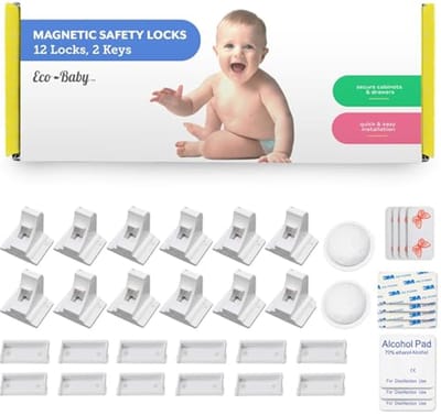 Kindersloten voor Kasten en Laden - 12-pack Veiligheidsproducten voor Kinderen met Sleutels - Magnetische Sloten voor Babybescherming