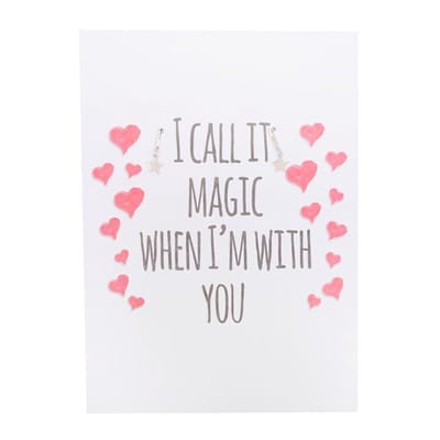 Ster Oorbellen met Postkaart - I Call it Magic When I'm With You - Zilver - Valentijn - Kadotip