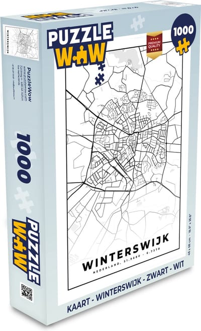 Puzzel Kaart - Winterswijk - Zwart - Wit - Legpuzzel - Puzzel 1000 stukjes volwassenen