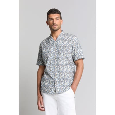 No Excess Shirt Short Sleeve Allover Printed Dark Steel Größe: S | Casual hemden Outlet | Herren