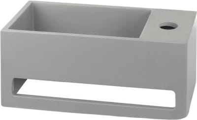 AquaVik Fontein Toilet Kraan Rechts - Solid Surface Betonlook - 35cm - 35x20x16cm - Handdoekhouder - Handenwasser - Beton Fontein - Wc Fontein