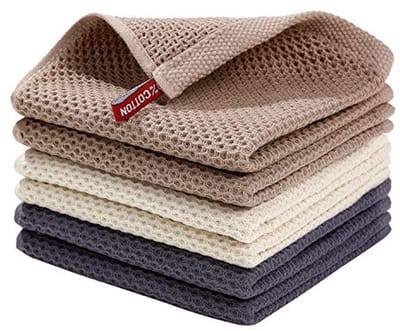 Katoenen Wafel Weave Keuken Vaatdoeken - Ultra Zacht en Absorberend - 6-Pack - Gemengde Kleur