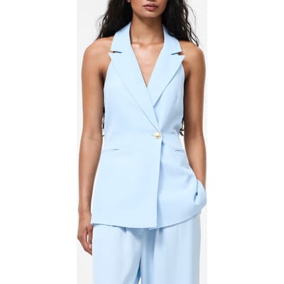 French Connection Sleek Tailored Halterneck Suit Waistcoat Cashmere Blue Size: 8 | Outlet | Dames | Blauw