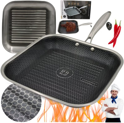 Edenberg Grillpan RVS Honingraat 28cm - Inductie & Gas